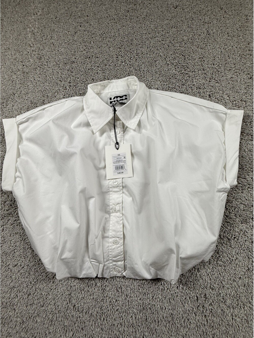 NWT KBB by KAHLANA Women 'The Cropped Bubble Shirt' - White XS Oversized